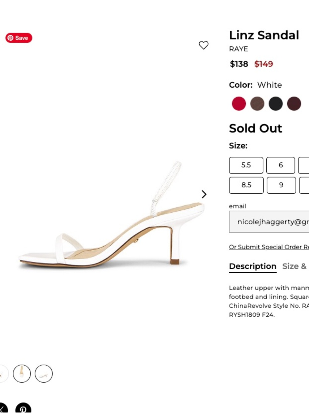 NEW RAYE White Linz Slingback Heel